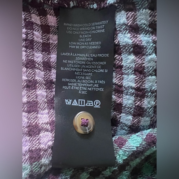 Pilcro Purple and green Checkered Button-Down Shirt. Sz.XS - Picture 7 of 8